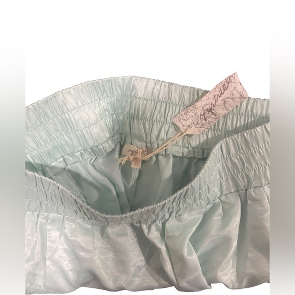 Shiny Mint Green Lounge Shorts Elastic Waistband Pockets Casual Comfy - Picture 4 of 4